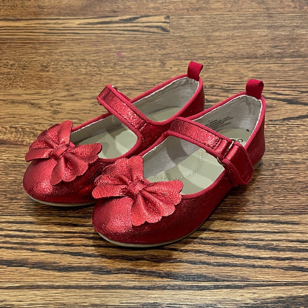 Cat and Jack Toddler Kids Size 7 Red Mary Jane Shoes